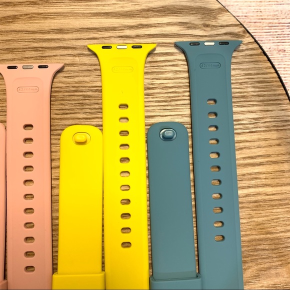 4pk of Watch bands for Apple Smart Watch 42/44mm coral, pink, yellow, green/blue - Picture 7 of 7